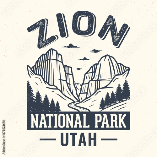 Zion National Park, Utah - Adventure t-shirt design for tourism