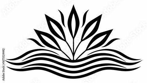 Abstract floral vector illustration of a plant with flowers and leaves