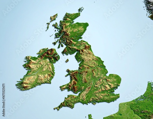 Topographic map of Great Britain and Ireland