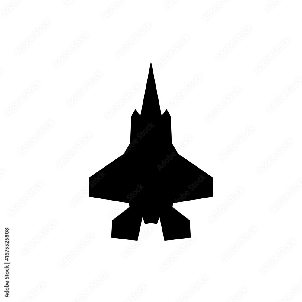 Fototapeta premium jet plane top view icons. Black silhouette airplanes jets airliners and retro planes. Isolated vector illustration Vector