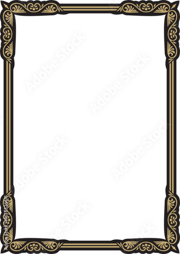 Vector gold and black square classic byzantine ornament. Rectangle, border, Ancient Greece, Eastern Roman Empire frame. Decoration of the Russian Orthodox Church

