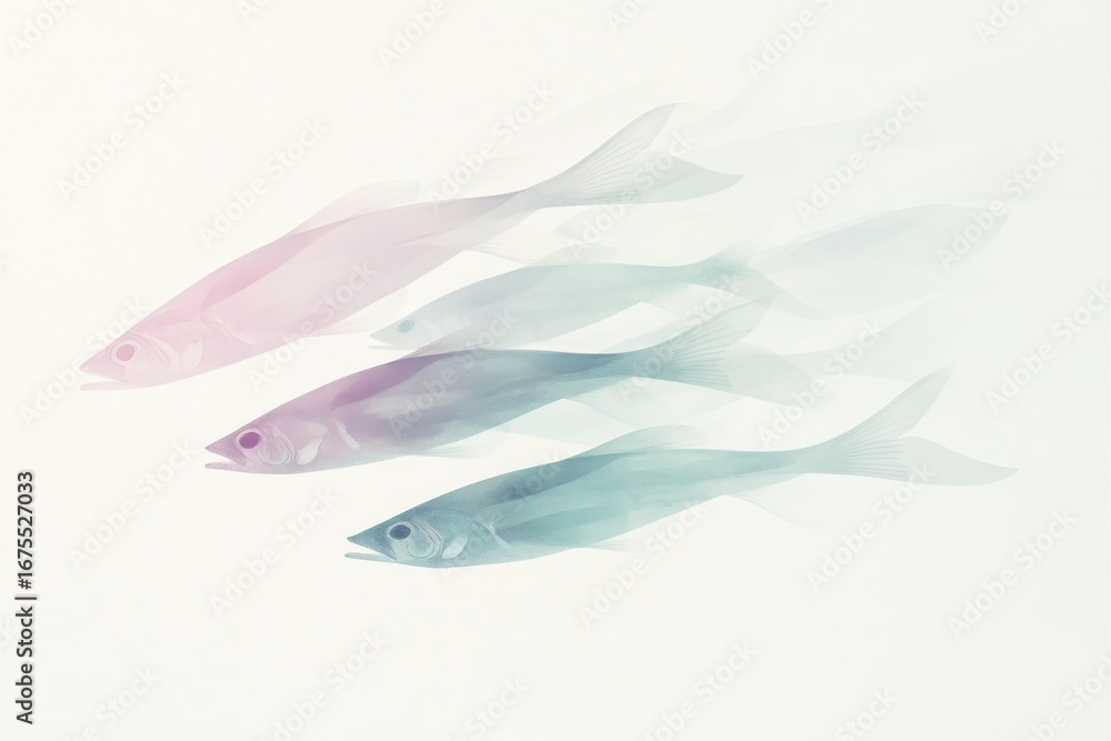 Obraz premium Abstract marine life concept with graceful fish in motion