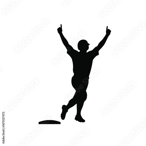 Baseball player celebrating victory silhouette celebration