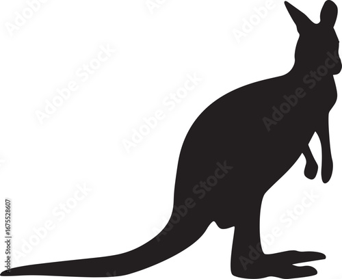 Outback Stance – Silhouette of Kangaroo Standing Upright with Long Tail, Wildlife, Nature, Abstract, Australian, Iconic