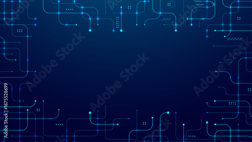 Abstract tech background with circuit patterns and digital data lines creating a futuristic network design for AI presentations and technology concepts.