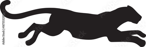 Swift Predator – Silhouette of Leaping Panther in Motion, Wildlife, Abstract, Speed, Strength, Dynamic