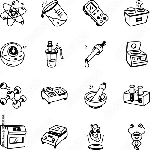 1.Collection of Biotechnology Doodle Icons 
