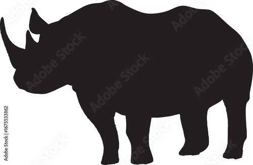 Savanna Strength – Silhouette of Rhinoceros in Profile, Wildlife, Nature, Abstract, Animal, Conservation