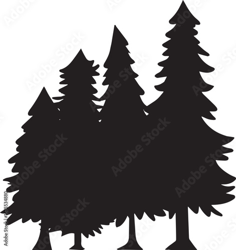 Forest Line – Silhouette of Evergreen Trees, Nature, Wilderness, Abstract, Outdoors, Landscape
