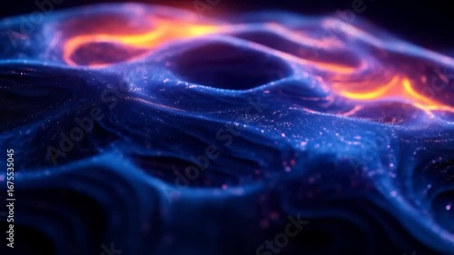 Abstract Energy Flow: A mesmerizing digital rendering of an energy flow, with fluid blues and vibrant oranges swirling together, creating a visual of movement and energy. 