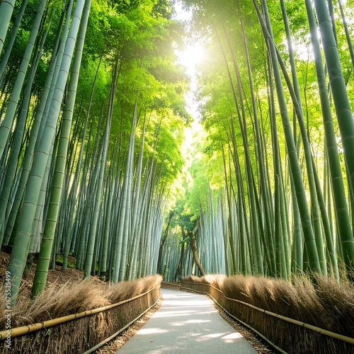 Lush bamboo forest path