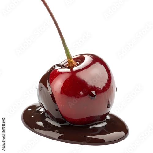 Delicious Chocolate-Covered Cherry: A Tempting Close-Up Photography of a Luxurious Dessert