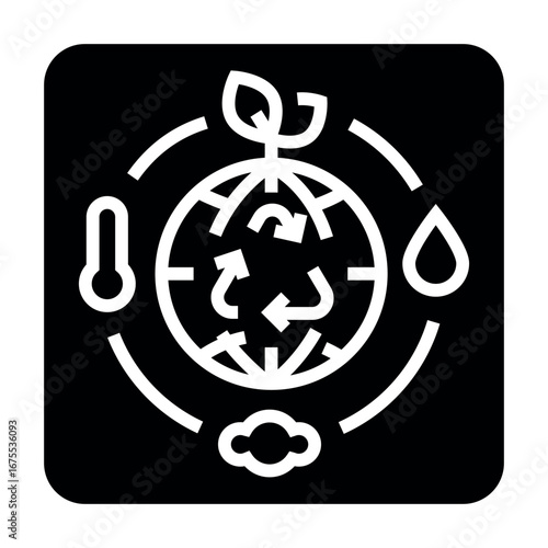 adaptation to climate change black line icon for digital and print projects.  Minimal clean icons for apps and websites.