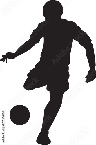 Kick in Motion – Silhouette of Soccer Player with Ball, Sport, Action, Fitness, Abstract, Game