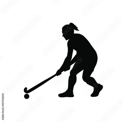 Woman playing field hockey silhouette player stick