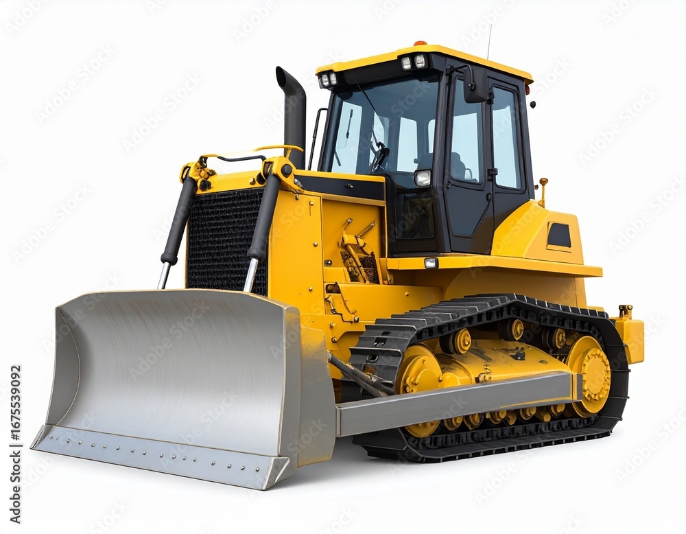 Fototapeta premium Heavy Duty Yellow Bulldozer on a White Background