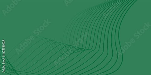 Top green lines effect vector background. Dynamic translucent soft gradient stream motion. Violet neon color wave. Light trail wave, fire path trace line and incandescence curve twir simple