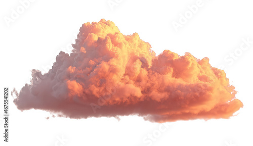 Fluffy Orange And Pink Sunset Cloud Isolated On Transparent Background