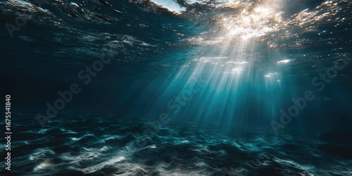 Wallpaper Mural A meditative underwater scene with shimmering sunlight penetrating the surface, casting soft patterns on coral sand floor, calm serene vibe, golden hour light Torontodigital.ca
