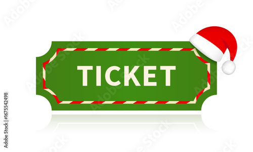 Christmas vintage ticket or coupon pass on white background