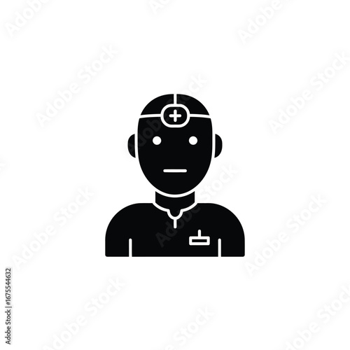 Doctor wearing head mirror medical symbol healthcare
