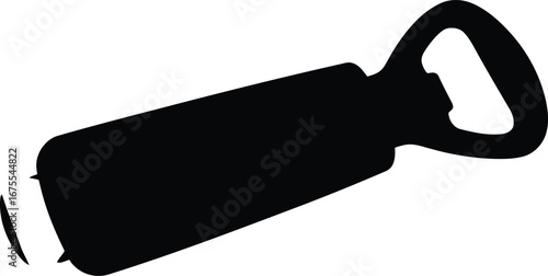 Minimalist silhouette of a sleek modern bottle opener bar tool vector
