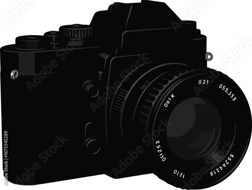 Professional digital camera isolated subject focus photography equipment vector