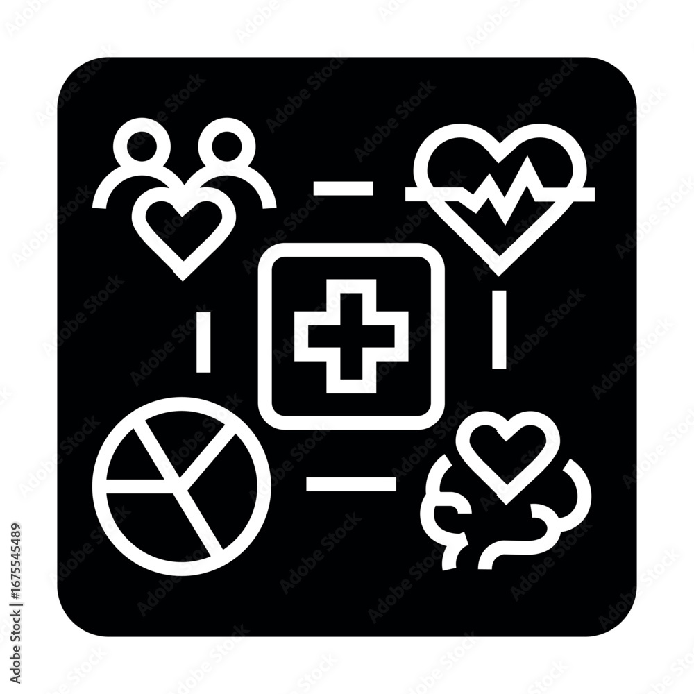 Obraz premium integrated health services color flat icon. Sign for web page, mobile app,