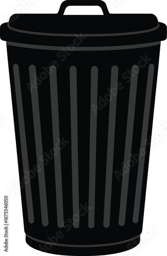 Black metal trash can simple icon graphic design vector