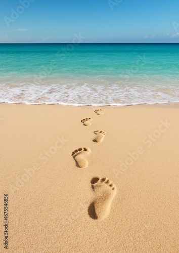 Footprints in the Sand on a Tropical Beach