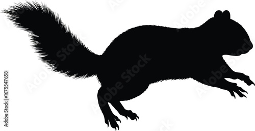 Dynamic squirrel silhouette in mid-leap action pose for wildlife and nature themes vector
