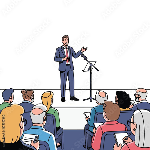 Business presentation to a large audience.