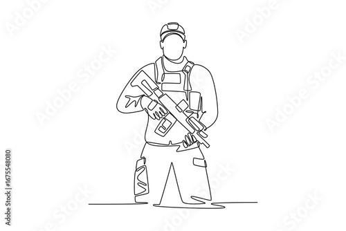 Job and professional concept. Single line draw design. Vector graphic illustration