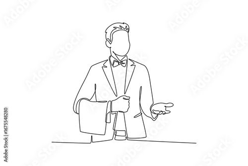 Job and professional concept. Single line draw design. Vector graphic illustration
