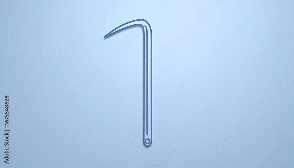 Obraz premium Simple and Elegant Crook Illustration Against a Soft Blue Background, Minimalist Design