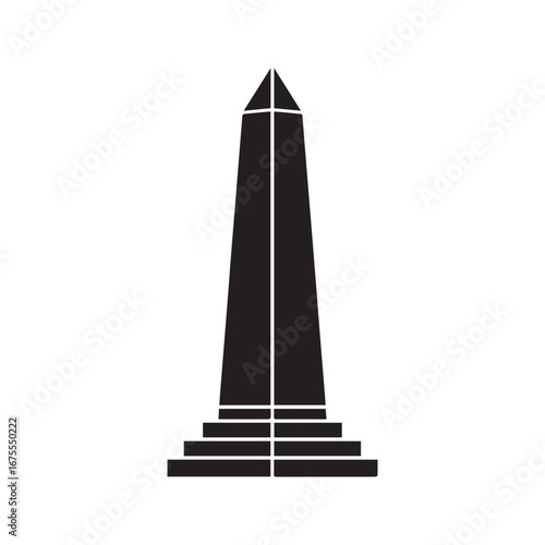 Obelisk icon silhouette. Simple black glyph of an ancient Egyptian monument or memorial landmark. Vector illustration isolated.
