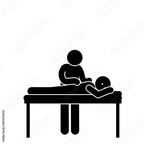 Vector illustration of stick figure getting massage