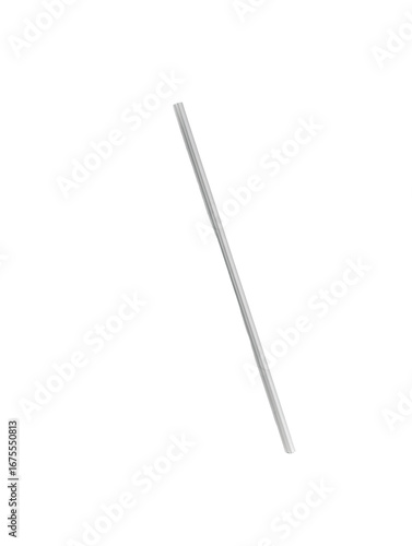 A long, thin, light gray rod or pipe, angled diagonally, against a black background.  Pixelated