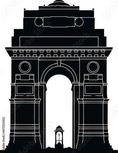 India gate monument landmark travel destination architecture vector