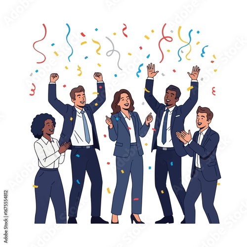 Business team celebrates a successful achievement together.