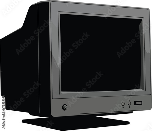 Retro crt computer monitor display screen old technology gadget technology vector