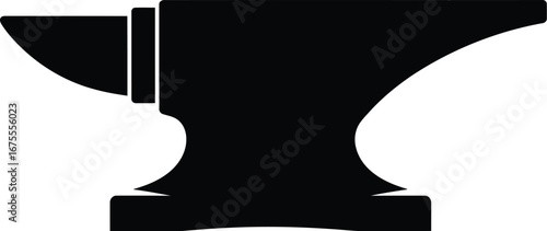 Solid black silhouette of a traditional blacksmith anvil isolated on white vector