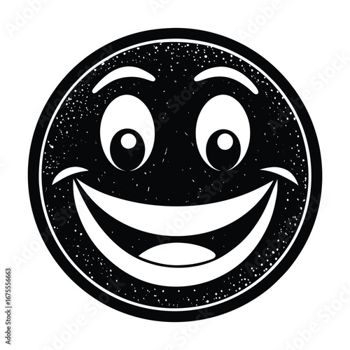 Happy face emoji vector graphic illustration with smiling expression and big toothy grin design