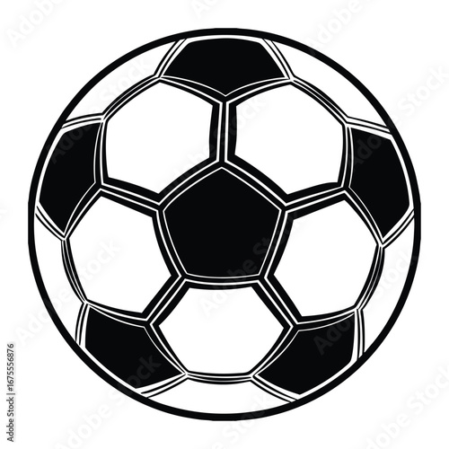 Soccer ball vector illustration for sports equipment and games black and white design asset