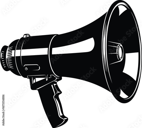 Retro megaphone announcement speak loudly protest rally public speaking vector