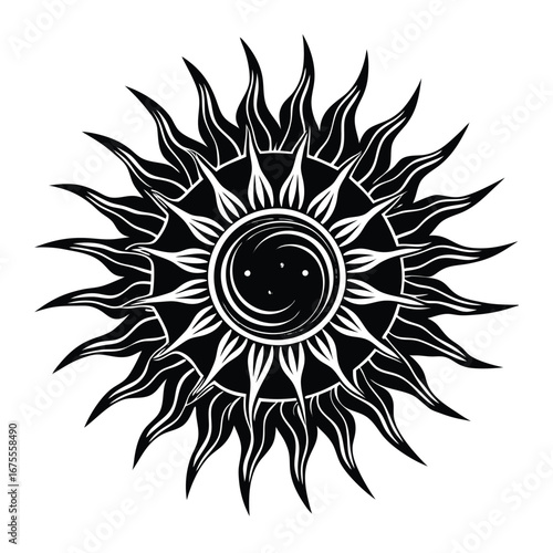 Sun tattoo tribal vector design, sun illustration, sun graphic, sun art, sun symbol, sun drawing