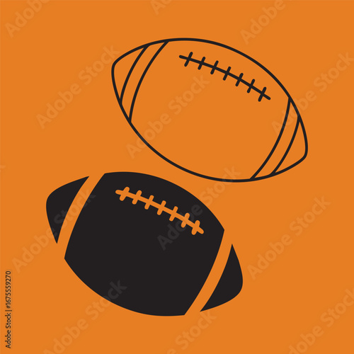 Vector illustration of an American football ball, a brown leather rugby-like game equipment for competition