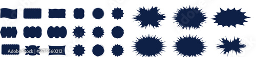 Jagged shape icons. Geometric spiky designs. Abstract black silhouettes. Vector symbols set