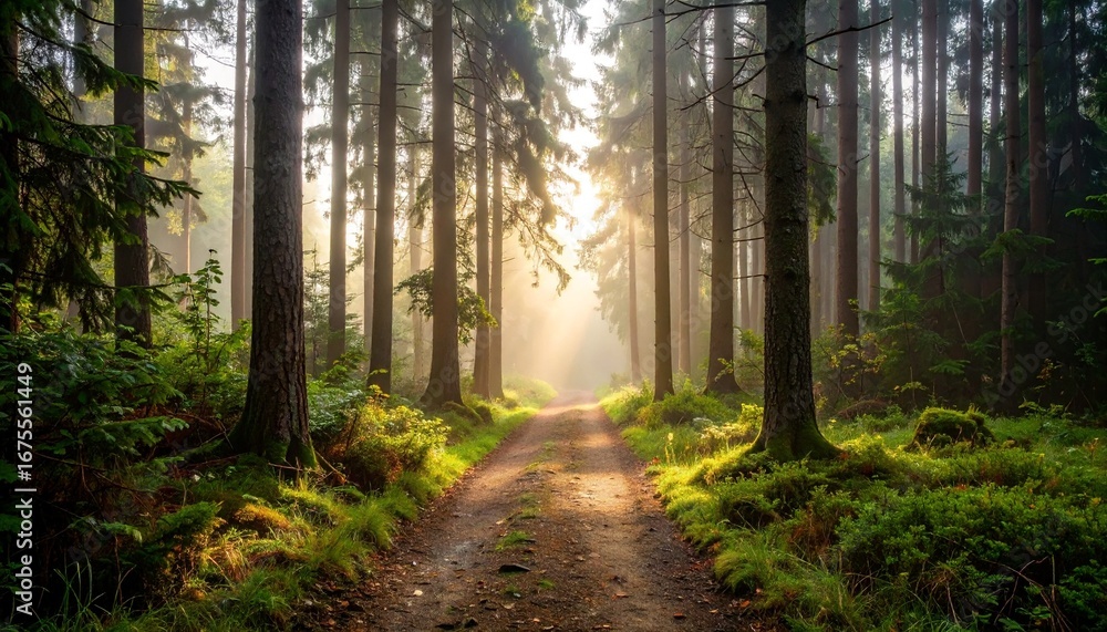 Fototapeta premium Sunlight in Pine Forest