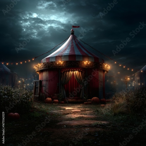 Creepy carnival Halloween night, haunted circus tent, scary clowns – 16:9, halloween, halloween carnival, halloween circus, haunted circus, halloween 2025, halloween wallpaper, halloween horror, 